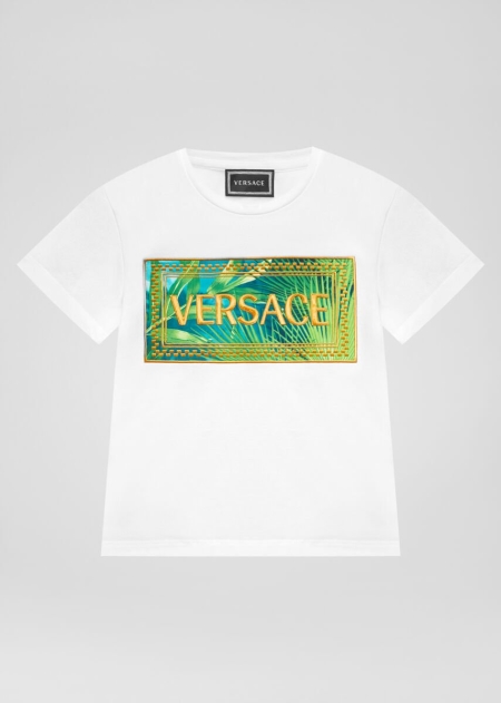 Versace Jungle Print Logo T-shirt Tjej - 218635VQN